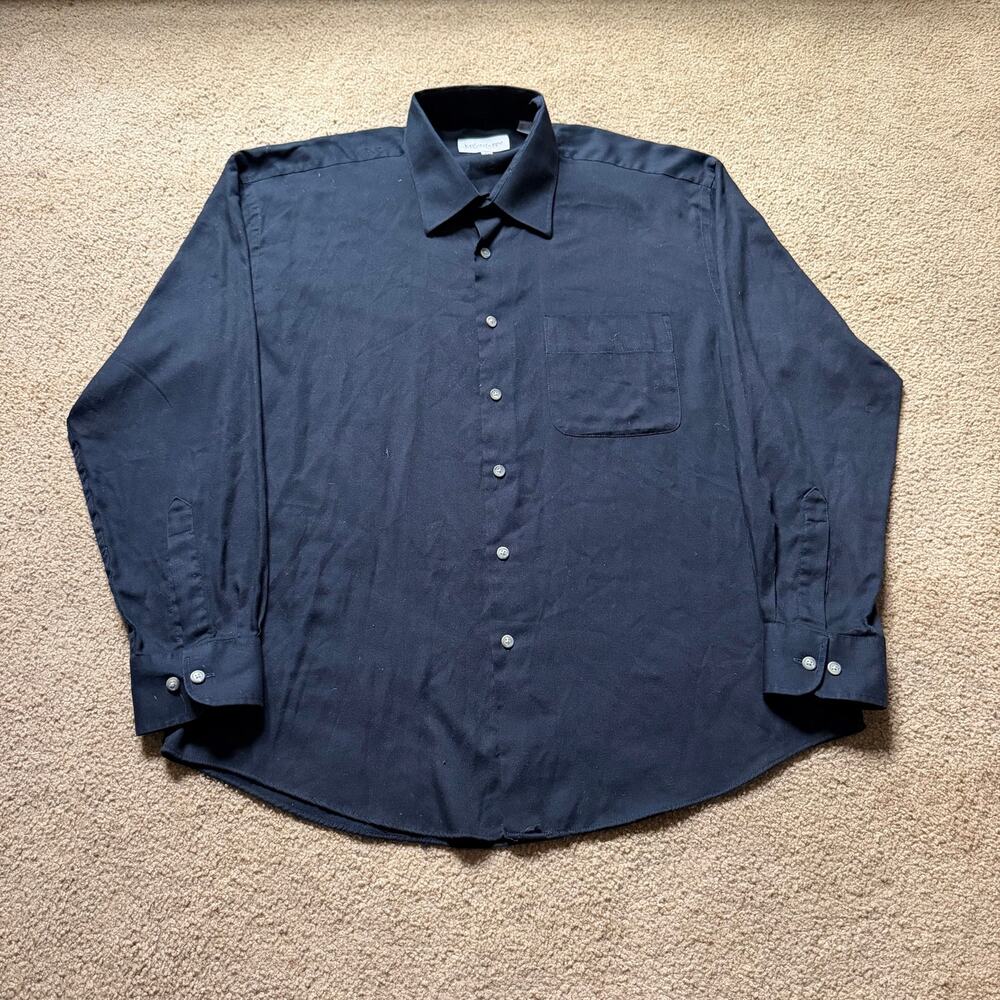 Vintage 90s YSL Yves Saint Laurent Button Up Dress Shirt Mens L Black Designer